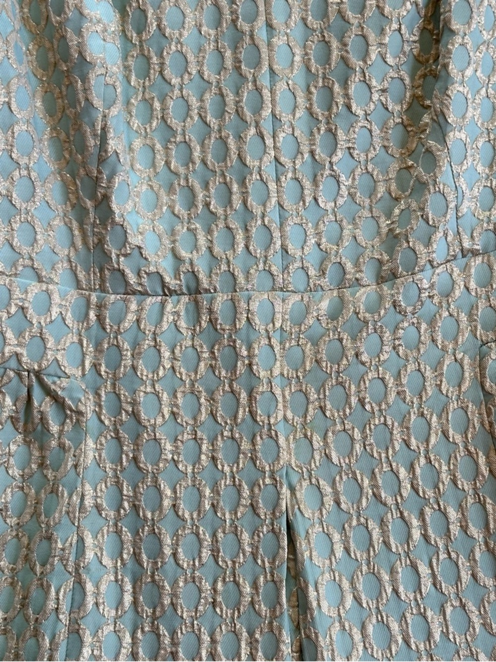 Lauren Ralph Lauren Aqua Blue & Gold Brocade Metallic Jacquard Dress Size 14 - Picture 6 of 10